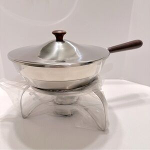 Vintage 1970s‎ Walnut Wood Handle Northland Oneida Chafing Dish 18/8 Stainless